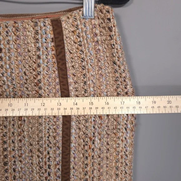 ALBERTA FERRETI ITALY‎ MADE Women's Skirt 6 VIRGIN WOOL Blend Knit Straight Tan